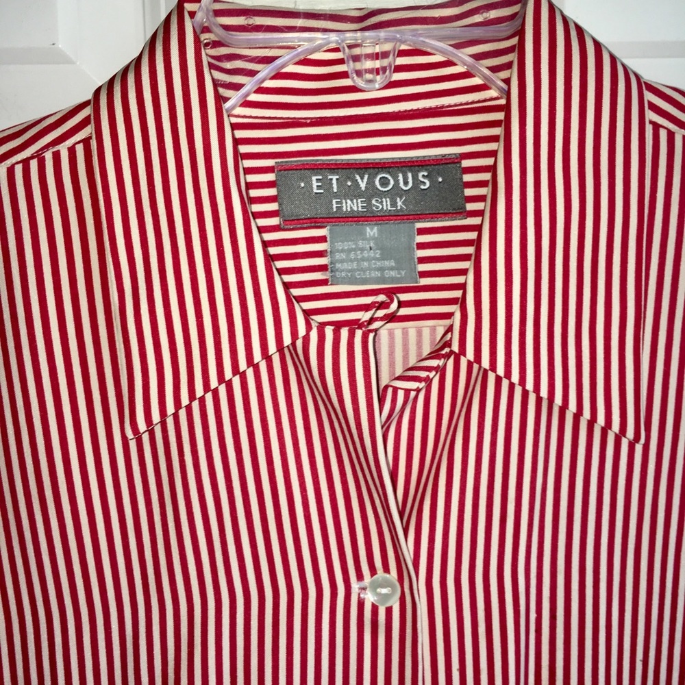 Silk blouse button down shirt medium 100% silk